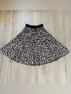 Ann Taylor Pleated Leopard Midi Knit Skirt